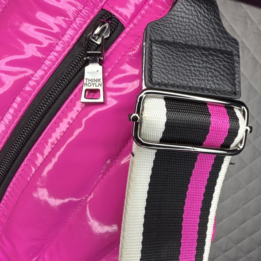 Luxe Think Rolyn Life on the Fly Glossy Pink Travel Crossbody Chic Wanderlust